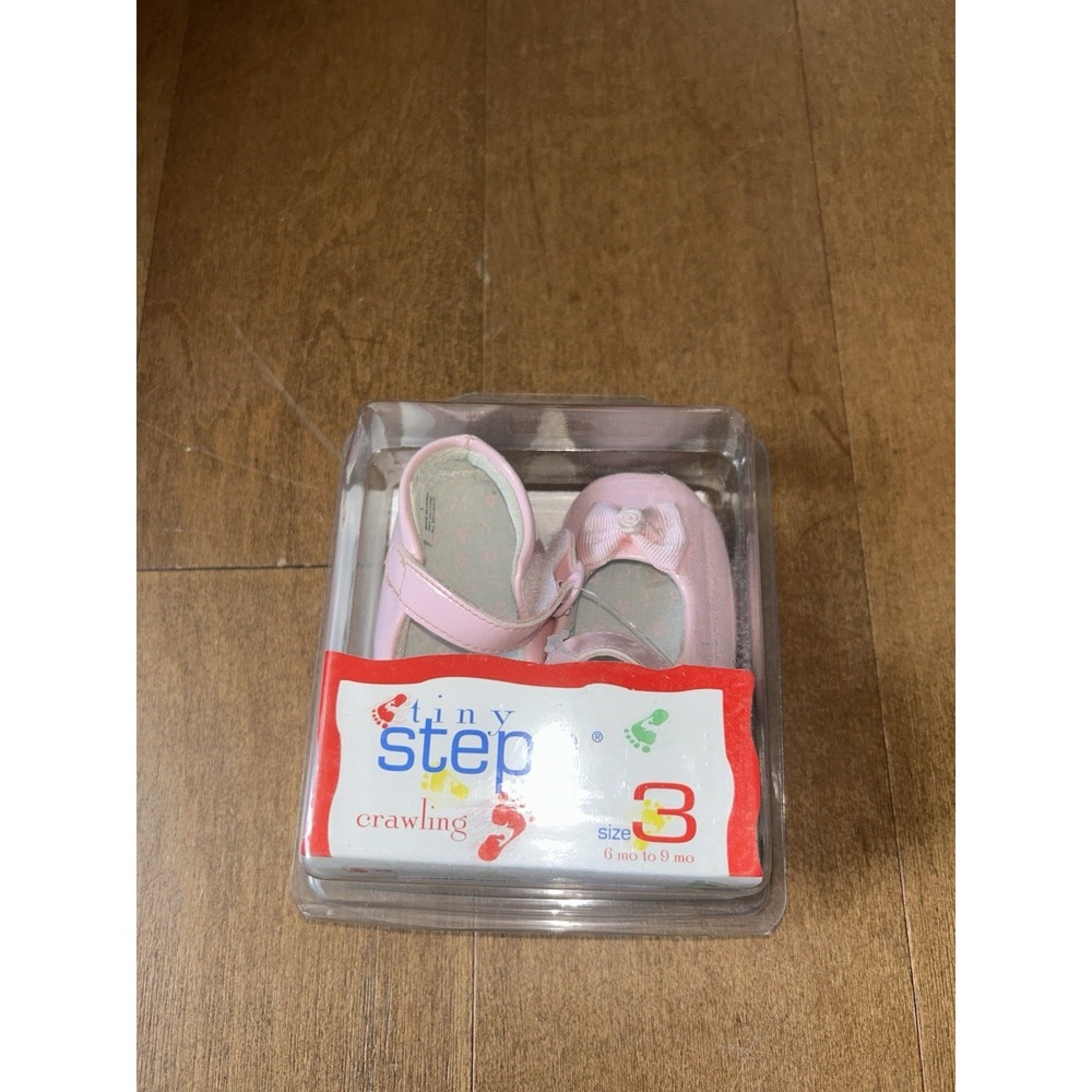 New Infant Crawling Tiny Steps Dress Shoes Size 3 Pink W/ Strap 6-9 Months